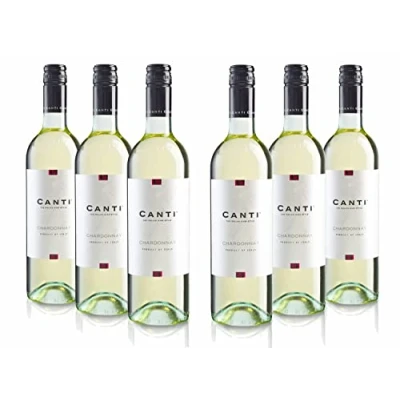 Image de Canti Chardonnay Vin Blanc Italien Sec 11.5%, Saveur Fraîche avec un Goût Fruité et des Notes d&#039;Agrumes de Pommes, 6x750 ml