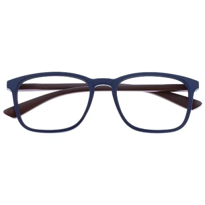 Image de OPULIZE Max Lunettes de Lecture Monture Large et Rectangulaire, Forme Classique Bleu Marine Mat avec Branches Bordeaux Hommes Femmes R78 3 +2,00