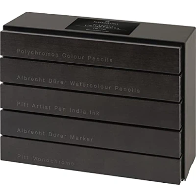 Image de Faber Castell Boîte en bois de 396 cassettes satin foncé édition limitée pour art, artisanat, dessin, croquis, maison, école, université, coloriage