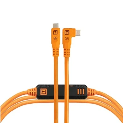 Image de TETHER TOOLS Câble USB C vers coudé 90 TetherPro Optima 10Gbps CUC15RTG2 Orange 4.60m