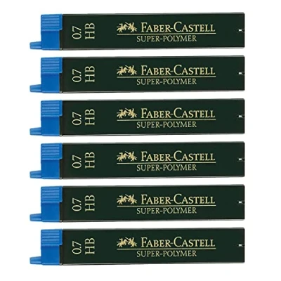 Image de FABER CASTELL 205039 Set de mines fines Super Polymer, 6 pièces 12 mines, 0.7 mm, dureté HB