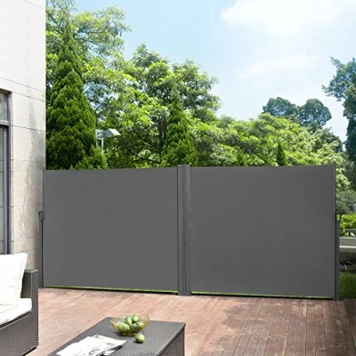 Image de pro.tec Double Brise Soleil Pare Garde Vue Métal et Polyester Gris 160 x (2 300) cm
