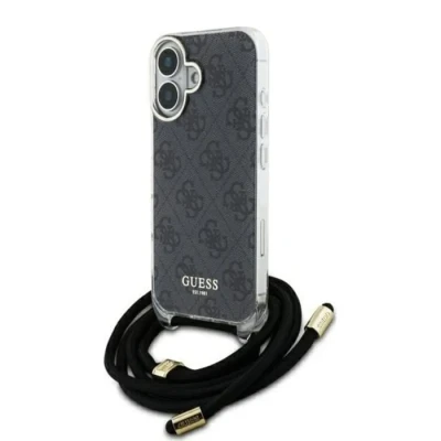 Image de Étui Karl Lagerfeld pour iPhone 16 6.1 noir étui rigide Crossbody Cord 4G Print Neuf