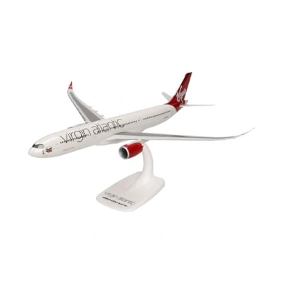 Image de herpa d&#039;avion Snap Fit Virgin Atlantic Airbus A330 900neo, Miniature à l&#039;échelle 1:200, pièce de Collection, modèle avec socle, Plastique Maquette, 614085, Blanc, Rouge