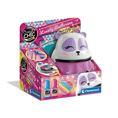Image de Clementoni Set Uñas Bailarina Crazy Chic Boîte Danseuse Panda Jouet Fille, kit de Loisir créatif fill 6 Ans, décorations, Vernis à Ongles, 18694, Multicolore, Moyen