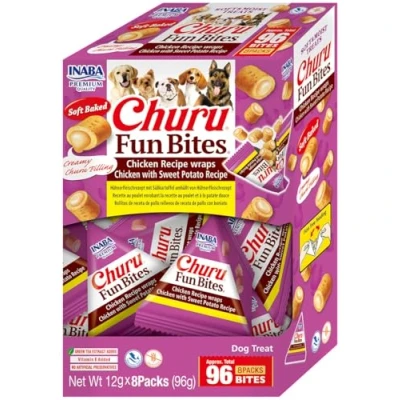 Image de INABA Nourriture pour Chiens avec 68,7% de Poulet, 1,1% patate Douce, Thon, Blanc d&#039;œuf en Poudre, Tapioca, caséinate Sodium, extrait Poulet et levure Repas sain
