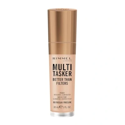 Image de Rimmel Multi Tasker Better Than Filters, 000 Porcelain, Base de Teint, Booster d’Éclat et Highlighter, formule vegan, propriétés anti âge, pigments réflecteurs lumière, 30ml