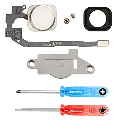 Image de MMOBIEL Bouton Home Compatible avec iPhone 5s 2013 Button Remplacement Connecteur Nappe Flex INCL. Tournevis Blanc