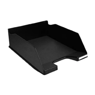 Image de Exacompta Réf. 11514D Lot de 4 corbeilles à courrier COMBO MAXI dimensions 34,7 x 25,5 10,3 cm pour documents au format A+ couleur noir certifié Ange Bleu capacité 750 feuilles
