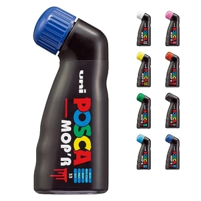Image de POSCA Uni Mitsubishi Pencil Marqueur MOP&#039;R Pointe Ronde XXL 3 19 mm Forme Ergonomique, Corps Semi Rigide Peinture À Base d&#039;Eau Tout Support Bleu Foncé