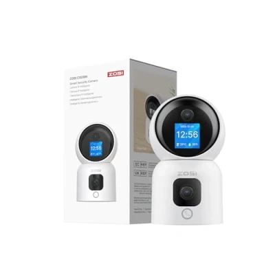Image de ZOSI 6MP Caméra Intérieure WiFi avec Double Objectif Écran Intérgré, Appel Vidéo en Un Clic ou par Geste OK, Détecton Humaine et Suivi Automatique, 2.4G/5G 360, Alerte Instantané, C528M6