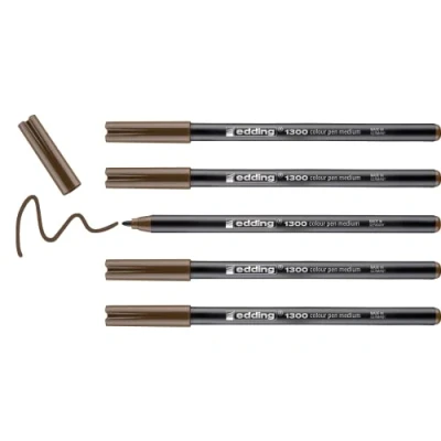 Image de edding 1300 feutre de coloriage fin pointe moyenne sépia 5 stylos ronde 2 mm pour dessiner et écrire l&#039;école, les mandalas, le doodling, bullet journals