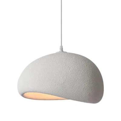 Image de SyLaBy Lustre à Abat Jour en Pierre simulée de Style Japonais Wabi sabi Lampes Suspension résine lumière Naturelle Éclairage Suspendu vis E27 Plafond Fil réglable