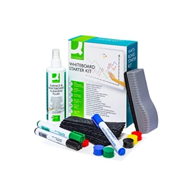 Image de Q Connect 44999 Kit Nettoyage Tableau Liquide Nettoyant 250ml 4 Marqueurs 10 Aimants 1 Brosse Rechargeable 5 Lingettes Assorties