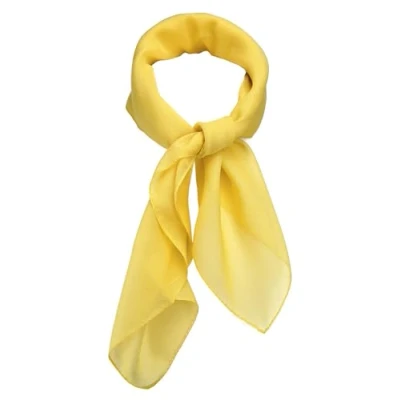 Image de TigerTie Foulard en mousseline fine pour femme Couleur unie Dimensions : 58 x cm, jaune, Taille Unique