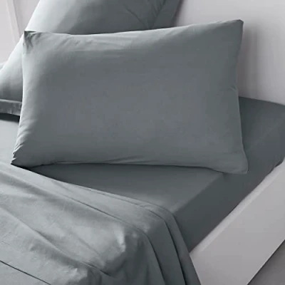 Image de TODAY Essential Lot de 2 Taies d&#039;oreillers 50X70 cm 100% Coton Uni, Acier
