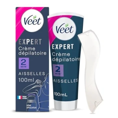 Image de VEET EXPERT Crème Dépilatoire Aisselles avec Dôme Applicateur Agit en 2min 100ml