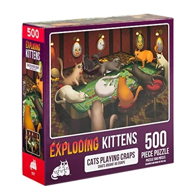 Image de Exploding Kittens Jigsaw Puzzles For Adults Cats Playing Craps 500 Piece Family Fun &amp; Game Night