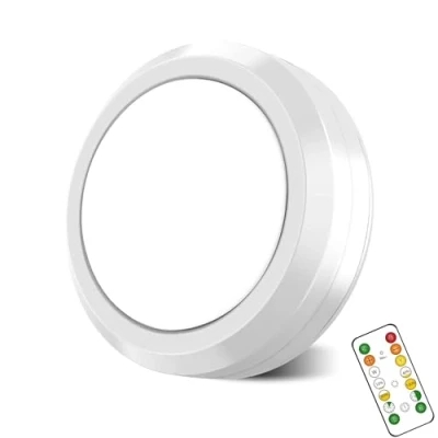 Image de MOUJUCHI eclairage led cuisine sous meuble, 1 PCS spot Under Cabinet Lightssans fil lampe de placard lumiere sans avec télécommande et fonction minuterie Blanc