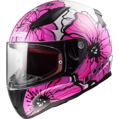 Image de LS2, Casque Moto Intégral Rapid Poppies Gloss Pink, M