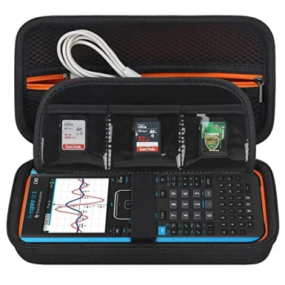 Image de Elonbo Ti nspire CX II Cas/CX II/CX/CX Cas Color Drawing Calculator Housse de téléphone avec Poche Ultra zippée pour câble Charge, Chargeur, Manuel, Noir