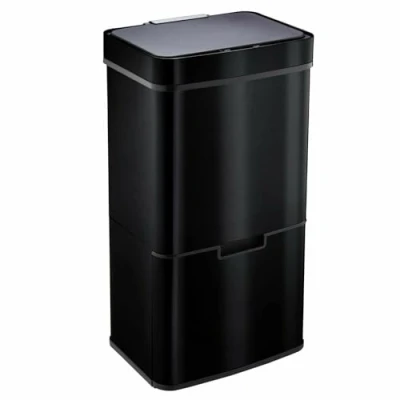 Image de Poubelle De Cuisine Automatique Tri Sélectif Double Compartiment 75l NARVIK Noir brillant Recyclage Grande Capacité Et Table 3l