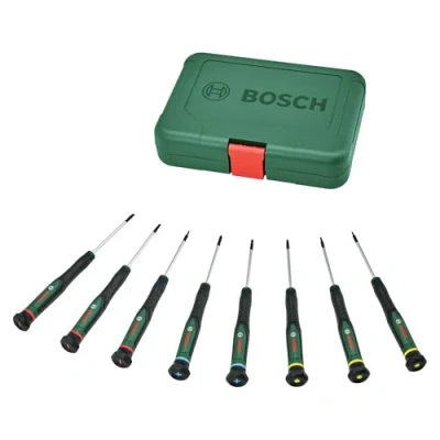 Image de Bosch Set de tournevis 8 pcs (acier S2 extra dur pour bricolage/modélisme/artisanat ; embouts précis et magnétiques PH/TX/HEX/Plat codage couleur des tailles Softgrip)