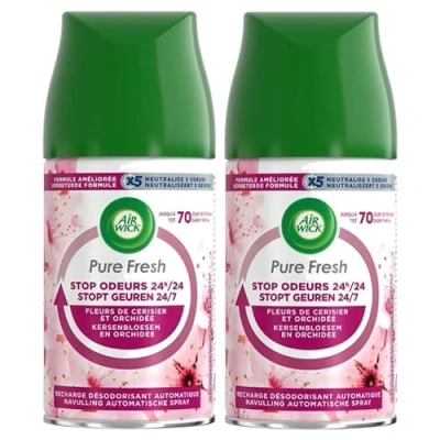 Image de Air Wick Recharge Freshmatic Pure Fresh Fleurs de Cerisier et Orchidée Lot 5 x 250 ml