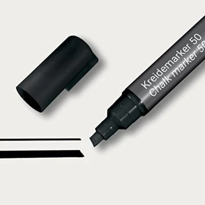 Image de SIGEL BA180 Marqueur à craie liquide 50, effaçable, pointe biseautée largeur 1 5 mm, noir