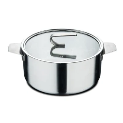 Image de MasterPRO SIGMA Grande casserole avec couvercle 9.2L 28x15cm Acier inoxydable Multi couches Poignée durable Jauge interne Convient à diverses sources de chaleur