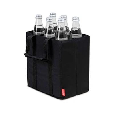 Image de achilles Sac à Bouteilles pour 6 de 1,5 Litre, Transport avec séparateurs Bouteilles, provisions Compartiments, 25 cm x 18 27 (Noir)