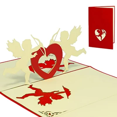 Image de LINPopUp®, carte Pop Up 3D, de Saint Valentin, invitation mariage, Cupidon, N66