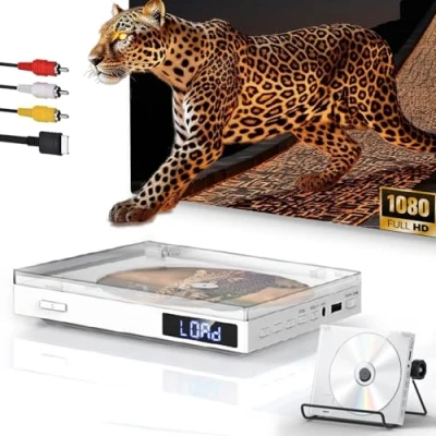 Image de Maite Mini lecteur DVD portable, régions gratuites avec port HDMI 1080p / sortie AV, NTSC/PAL, pour TV câble AV/HDMI/lecture USB, télécommande et support sans blueray
