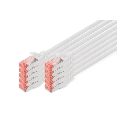Image de DIGITUS Câble LAN Cat 6 5m 10 pièces RJ45 réseau S/FTP Blindé Compatible 6A &amp; 7 Gris
