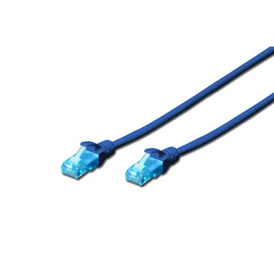 Image de DIGITUS Câble LAN Cat 5e 0,5m RJ45 réseau U/UTP Non blindé Compatible 6 &amp; 5 Bleu