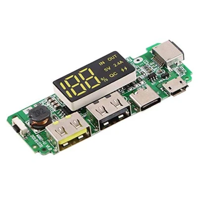 Image de iHaospace Dual USB 5V 2.4A Micro/Type C Mobile Power Bank 18650 Battery Charging Module with LED Display DIY Charger Board Circuit Protection