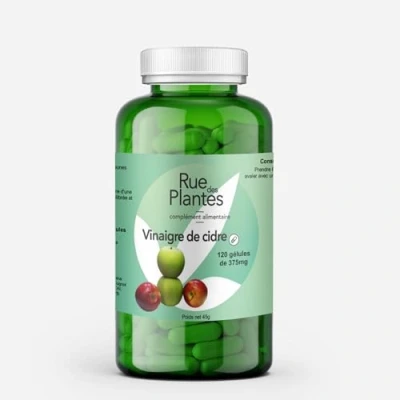 Image de Vinaigre de cidre Coupe Faim Puissant et Efficace, Bruleur Graisse Puissant, Perte Poids Rapide Efficace Complement Alimentaire Poids, Cure 20j, 120 gélules RUE DES PLANTES