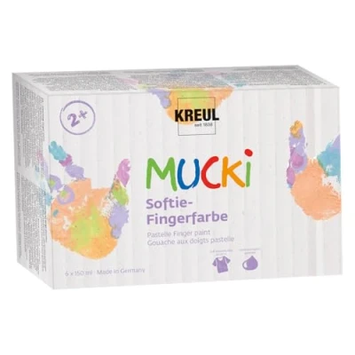 Image de Kreul 2321 Peinture Mucki Softie, 6 x 150 ml, Couleurs Pastel à Base d&#039;eau, au Doigt pour Enfants partir de 2 Ans, Non défini, Multicolor