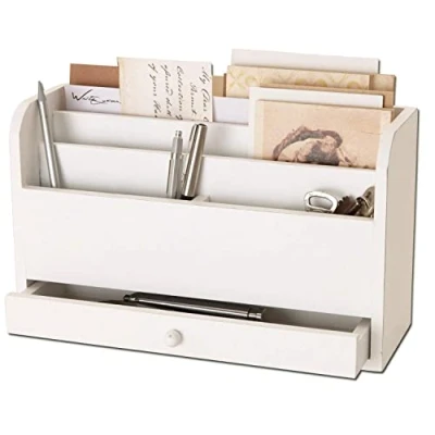 Image de Loberon Organiseur de Table Kaspian Sapin MDF H/L/P env. 18 30 11 cm, Blanc Vieilli