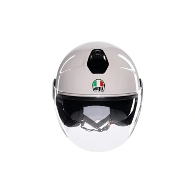 Image de AGV ETERES E2206, Casque Moto Jet Unisexe, Ouvert avec Anneau Antivol, Visière Anti Rayures et UV, Technologie d&#039;Absorption Instantanée de la Sueur, Materia White, S