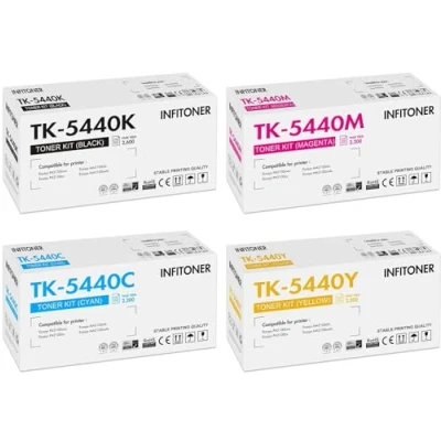 Image de INFITONER Cartouche de Toner Compatible pour Kyocera TK 5440 TK5440 Ecosys MA2100cfx MA2100cwfx PA2100cx PA2100cwx PA2100 MA2100 5440K 5440C 5440Y 5440M Noir Cyan Jaune Magenta