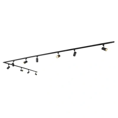 Image de Qazqa jeana Système sur rail spot luminaire plafond, plafonnier compatible pour led 10 lumière L 476 cm Noir Moderne éclairage intérieur Salon I Chambre Cuisine Salle à manger
