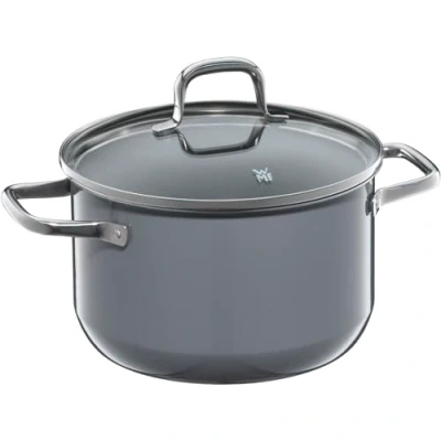 Image de WMF Fusiontec Essential Grande marmite en céramique high tech anti rayures, non revêtu, 20 cm, avec couvercle verre, 3,7 l, grise, fabriquée Allemagne