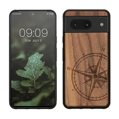 Image de kwmobile Housse Compatible avec Google Pixel 8 Coque Étui de Protection Rigide Antichoc Cadre en TPU Brun foncé