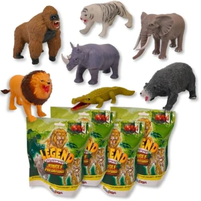 Image de #sbabam, Funny Box Jungle Predators Maxi, Jeux pour Enfants Kiosques à journaux, Animaux Jouet Pack 4 Pcs Extensible Trouver Changement de Couleur Cadeau Enfant