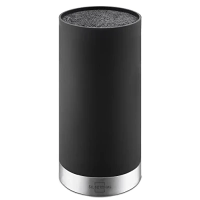 Image de SILBERTHAL Bloc Couteau Universel Vide Noir Et Acier Inoxydable Support à Couteaux De Cuisine Stable Avec Inserts Protection 7 10