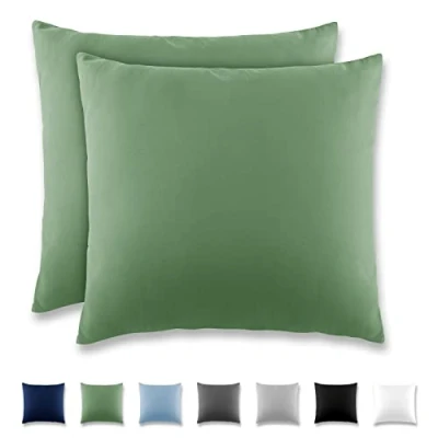 Image de REDKEY Taie Oreiller 40x40 Herbe Verte Lot de 2 Taies d&#039;Oreillers 40 x Carré en Microfibre Brossée, Housse Coussin avec sa Fermeture à Rabat (sans Éclair)