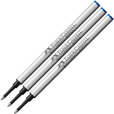 Image de Faber Castell 148712 Lot de 3 recharges pour stylo roller Basic Bleu