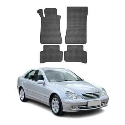 Image de Tapis de Sol Compatible avec Mercedes Classe C W203 2000 2007 Caoutchouc Noir