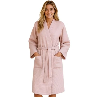 Image de Morgenstern Sortie de Bain Femme Kimono Coton Gaufre Taille XL Rose
